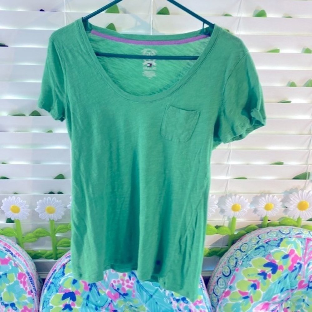 Tommy Hilfiger green pocket tee